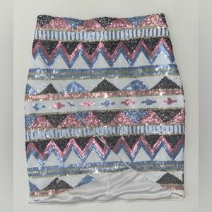 BEBE Tulip Hem Sequins Skirt XXS